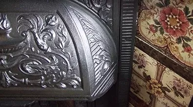 detail of embellishment on fireplace